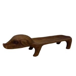 Mid Century Modern 1950s French Wood Carving Pig Charcuterie Cheese Platter